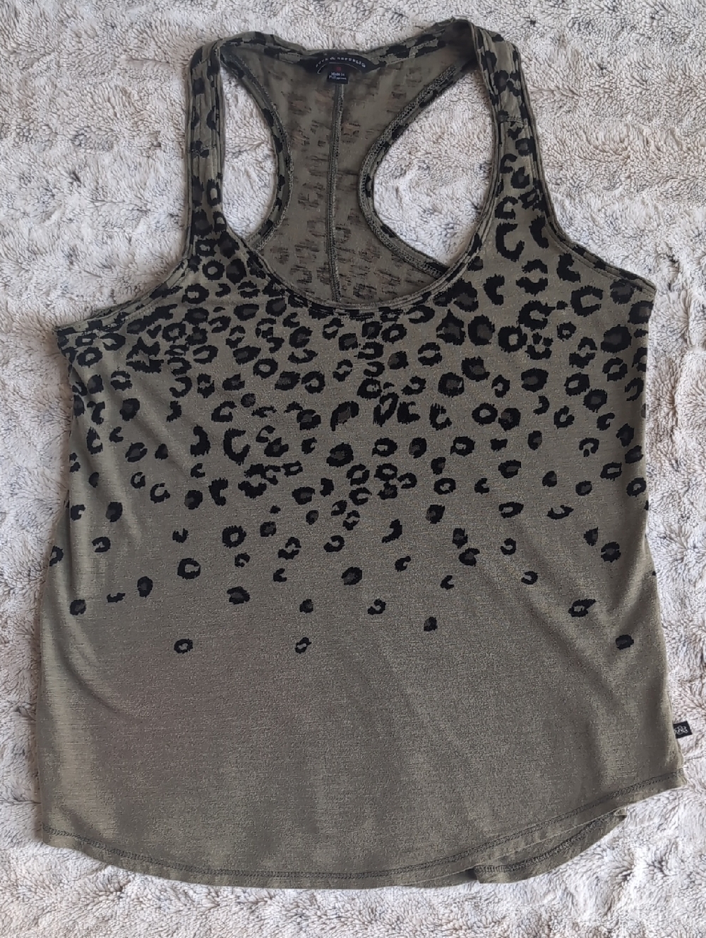 Rock & Republic Green Animal Print Cotton Racerback Tank